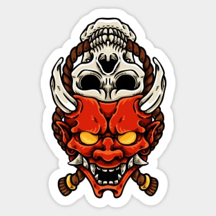 Oni And Skull Sticker